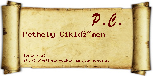 Pethely Ciklámen névjegykártya